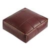 Moroccan PU Leather Pouf Floor Cushion Oil Wax Skin Embroider Craft Ottoman Footstool Futon Artificial Leather Unstuffed Cushion