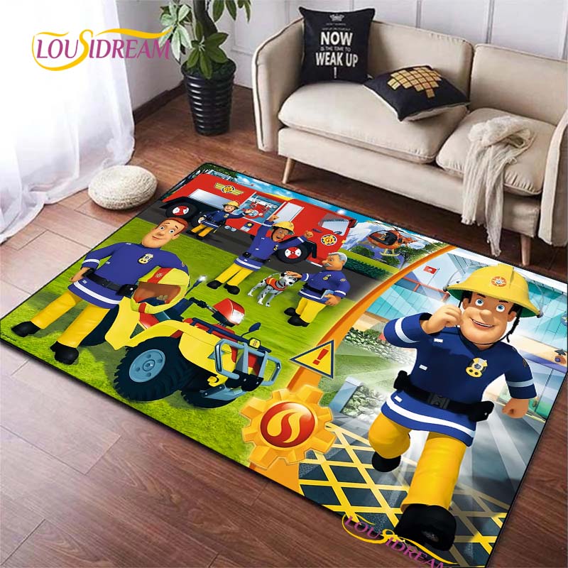 Fireman Sam British Classic Animated Carpet for Living Room Bedroom Area Rugs Kitchen Door Kids un-slip floor Mats birthday gift