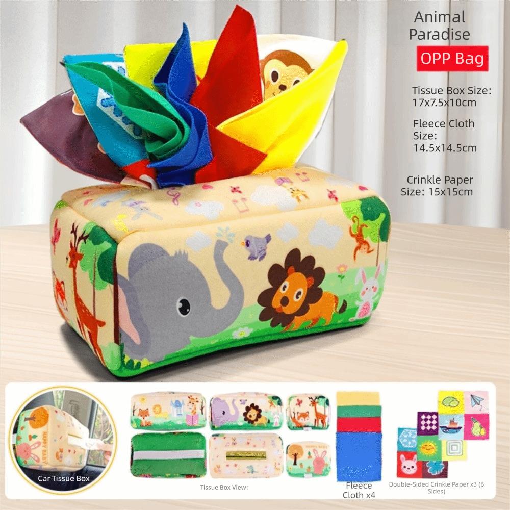 Interactive Baby Montessori Boxes Educational Infant Pull Along Tissue Box Toys Finger Exercising