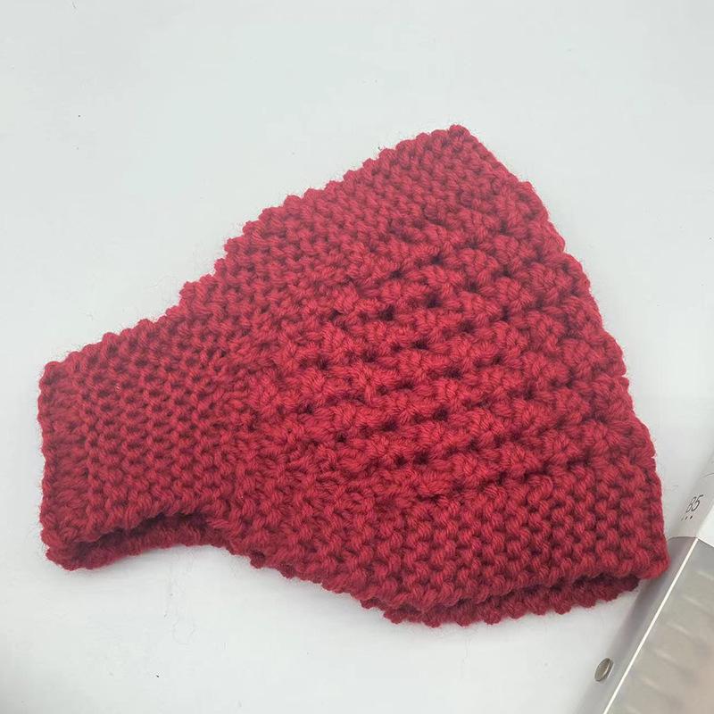 Шерстяная широкополая шляпа-повязка на голову - теплый осенне-зимний вязаный головной убор и платок, аксессуар для волос