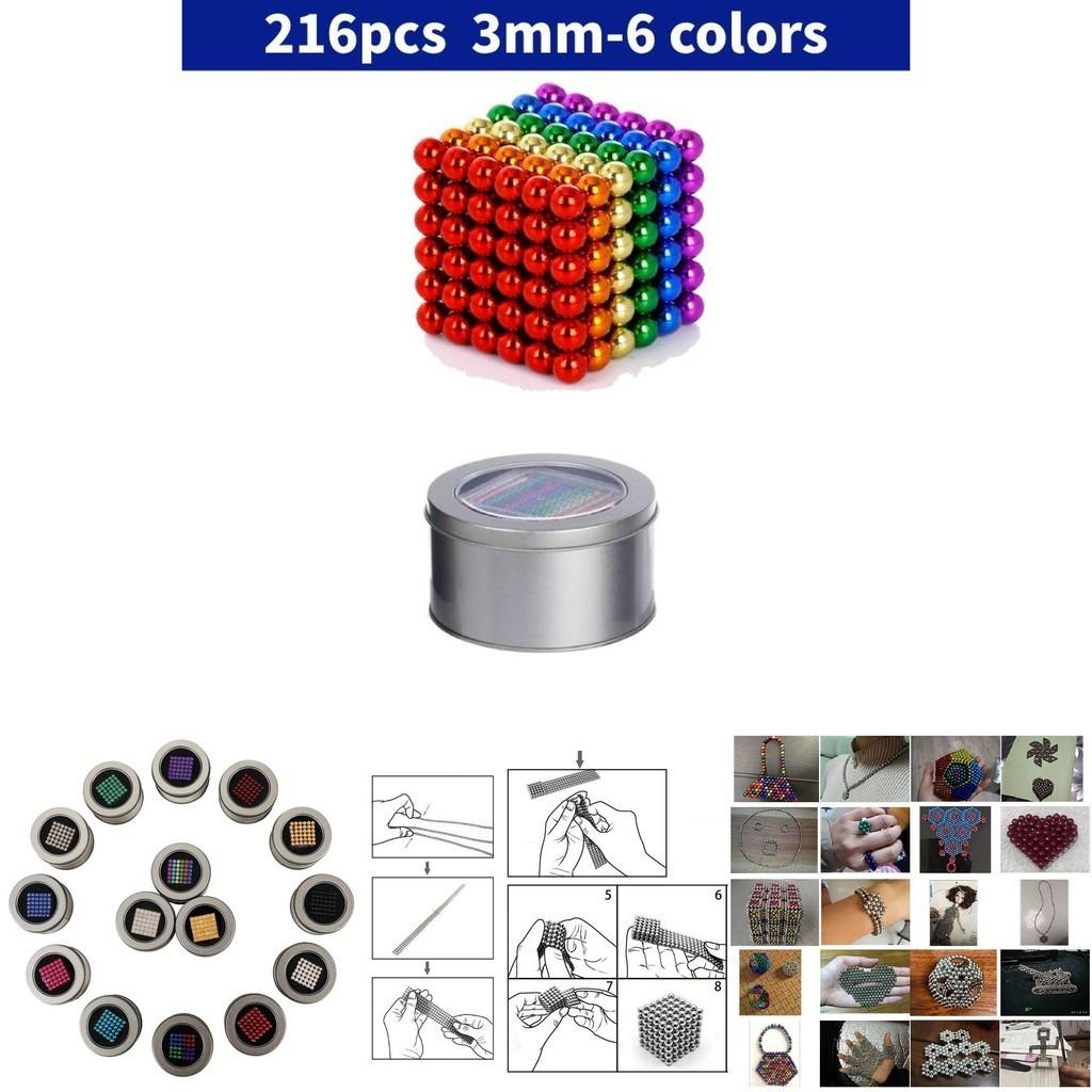 Магнитные шарики для снятия стресса 216 штук 3 мм 5 мм Волшебные магнитные бусины Игрушка