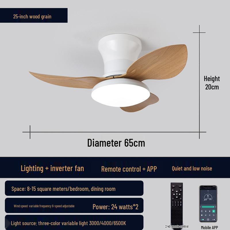 Потолочный вентилятор со светом 2025 года в скандинавском стиле: Переменная частота, Компактный дизайн, Подходит для спальни - Соответствует японским и американским стандартам