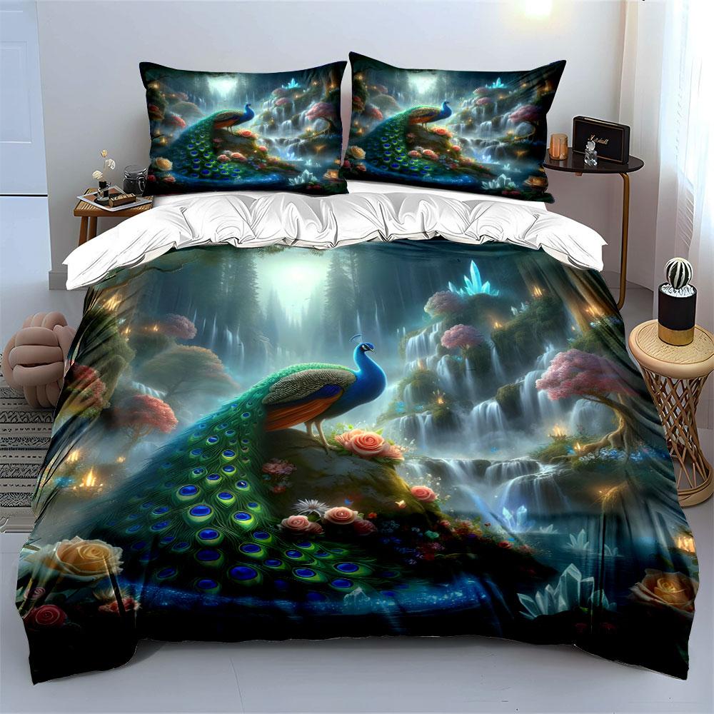 "Enchanting peacock paradise dreamscape" Bedding sets Duvet covers Pillowcases(1* Duvet Cover 2* Pillowcases without duvet insert)