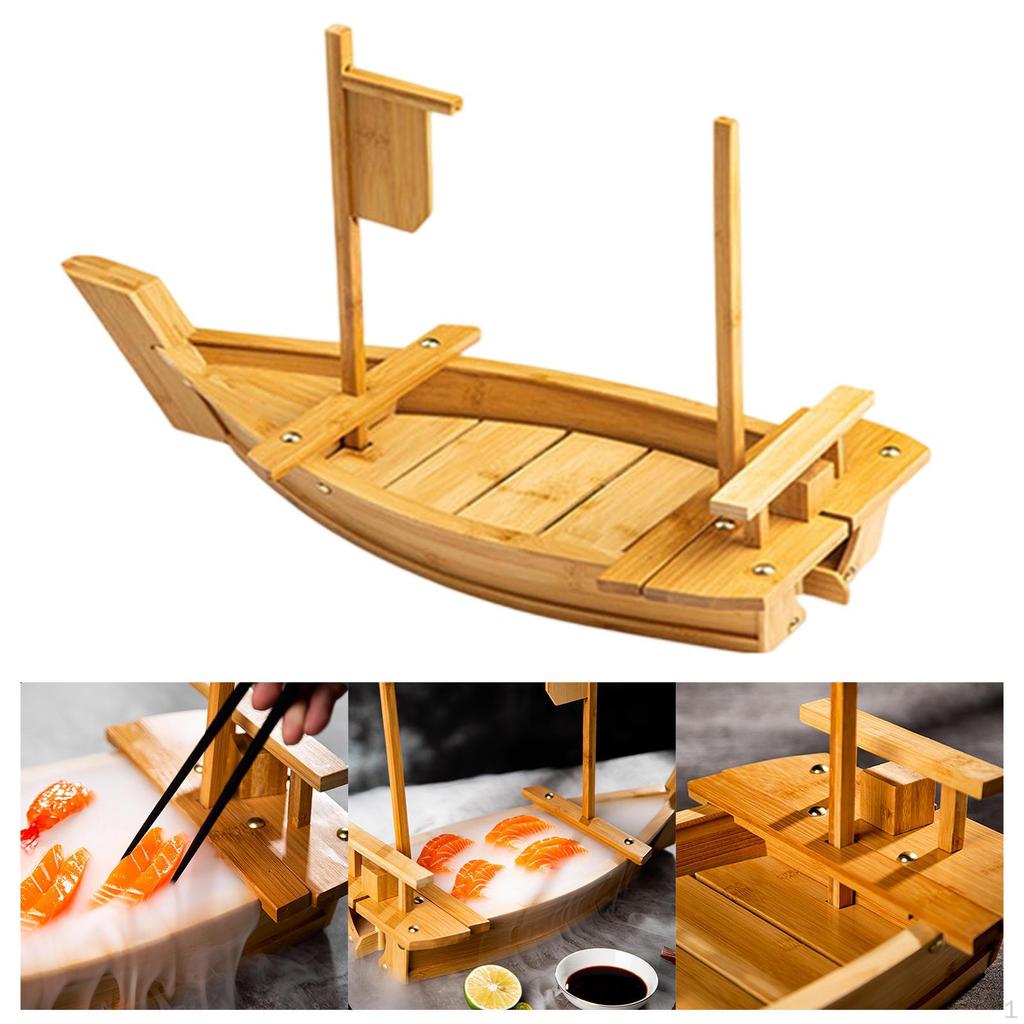 Wooden Sushi Boat Plate Multipurpose Simple To Clean Serving Board for Birthday Parties Home