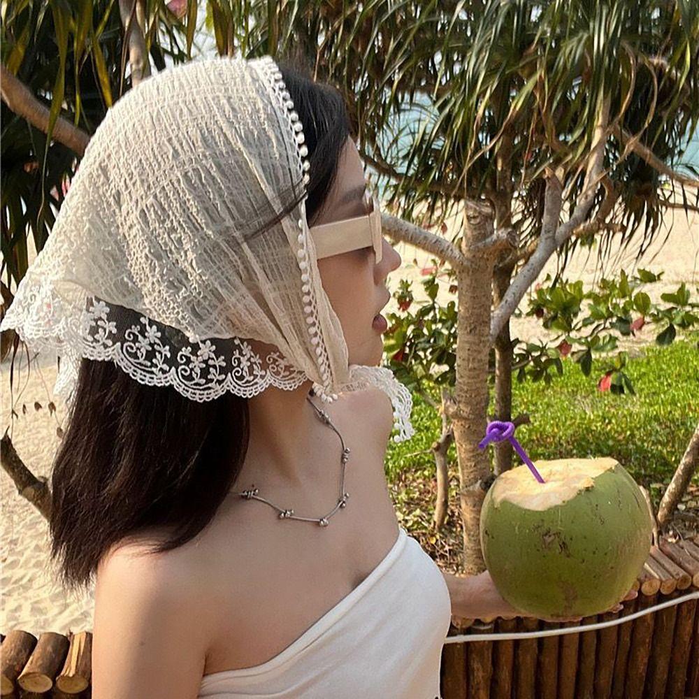 Lace Headscarf French Pastoral Style Headband Breathable Headband Towel  Women