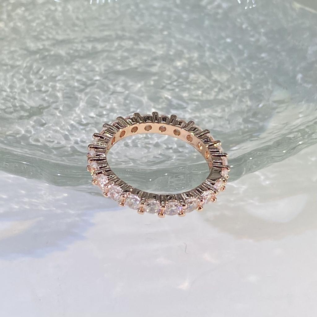 Кольцо с одним рядом бриллиантов для женщин, розовое золото, хвостовое кольцо