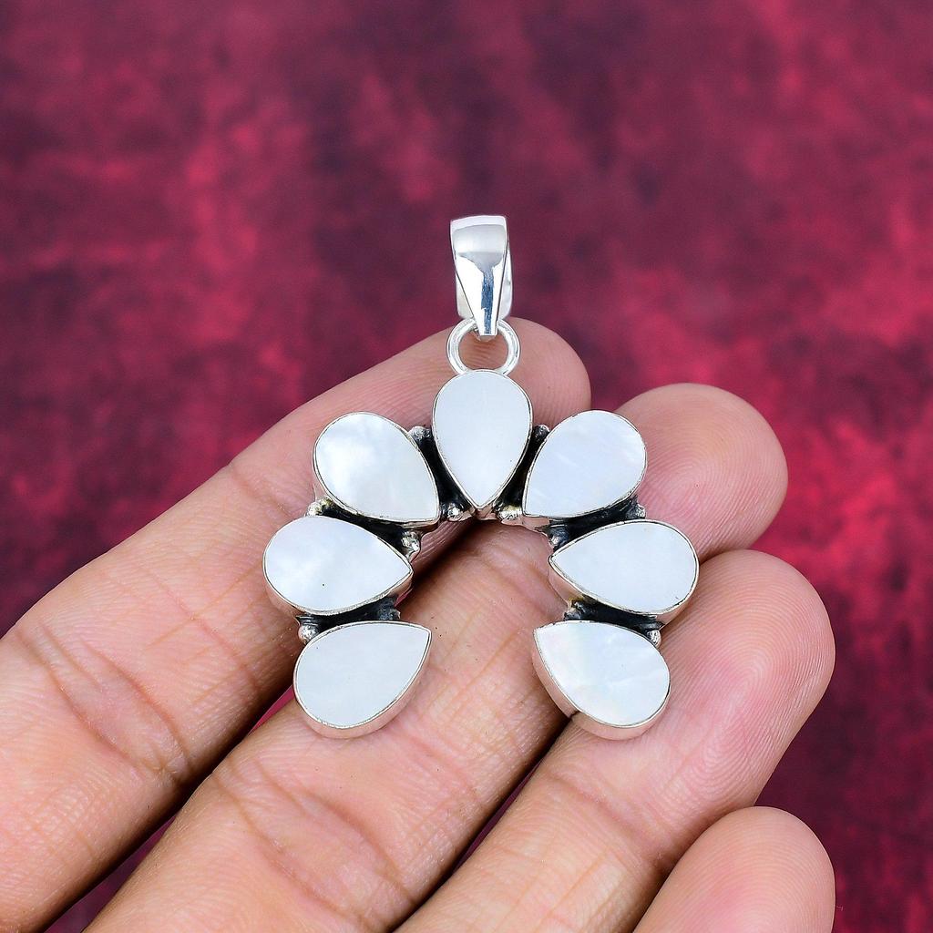 Mother of Pearl Pendant Gemstone Pendant 925 Solid Sterling Silver Pendant, Handmade Jewelry Anniversary Gift