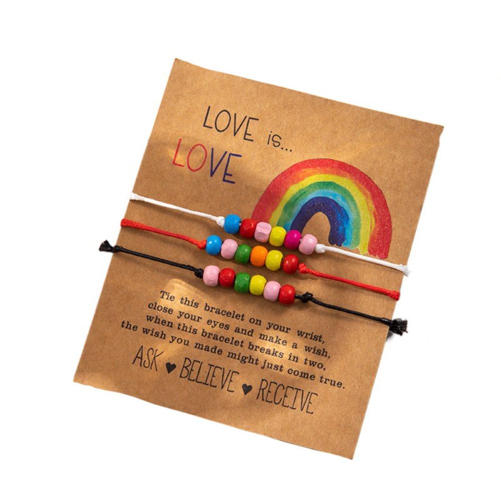 3 шт./набор Бохо Радужный Браслет из бусин Сердце Любви Дружба Плетеный Веревочный Парный Браслет Пара