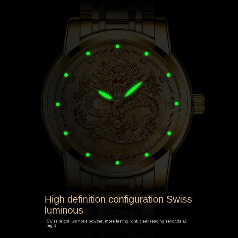 ONTHEEDGE Полые часы Мужские стальной ремешок Кварцевые Светятся в темноте Водонепроницаемые Тренд Немеханические