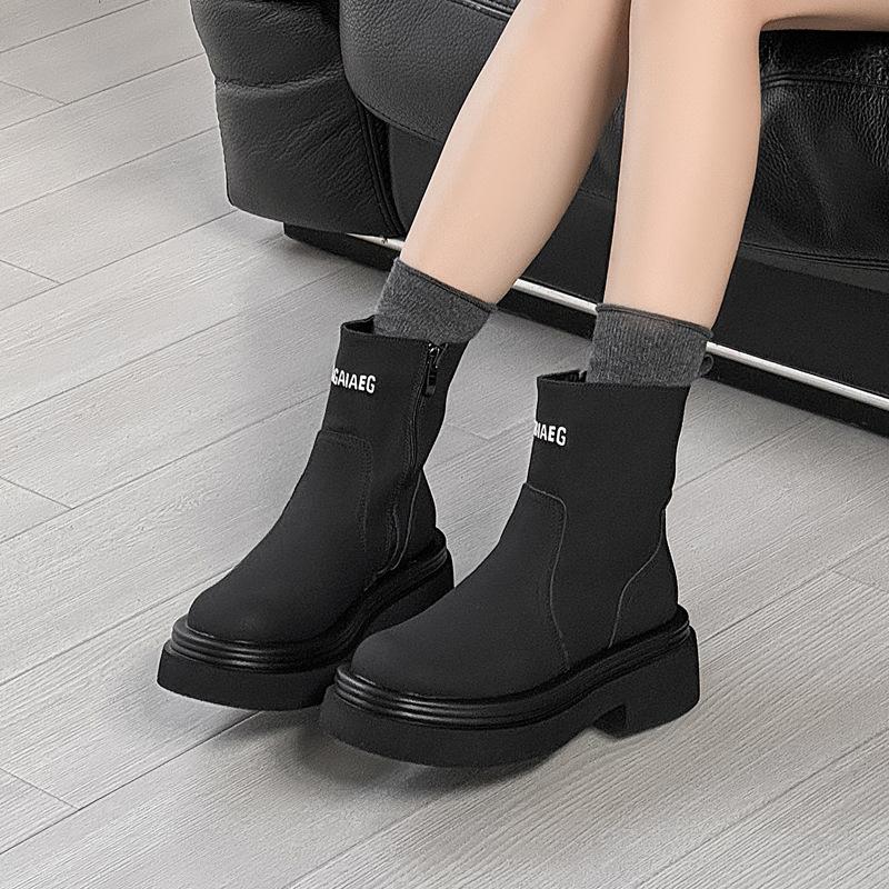 Martin boots women's autumn and winter 2024 new letter boots platform locomotive short boots knight boots 5031-J