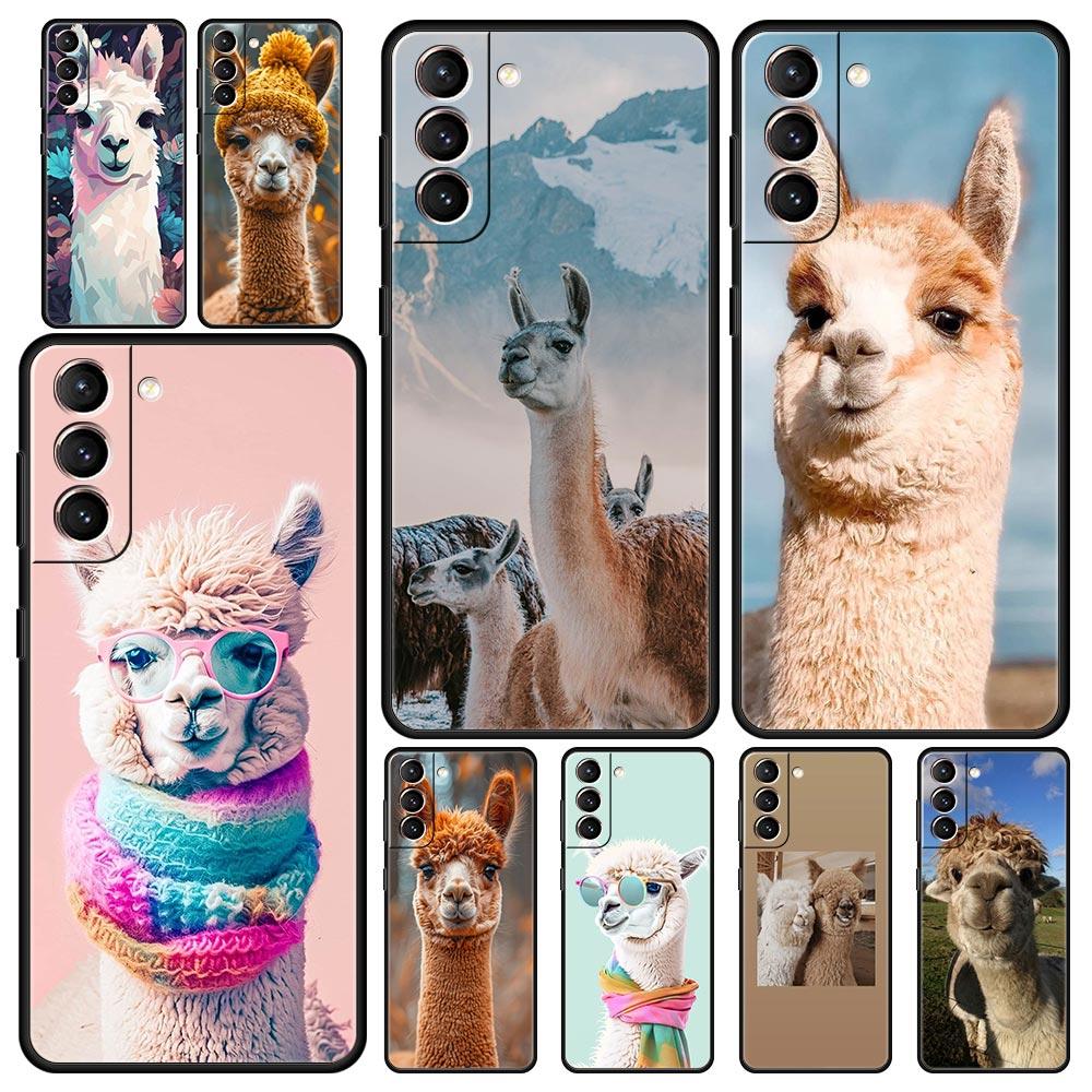 Чехол для телефона Samsung Galaxy S24 S23 S22 Ultra S20 S21 FE 5G S10 S9 Plus S10E S8 S7 Edge Мягкий чехол Кавайная альпака милая