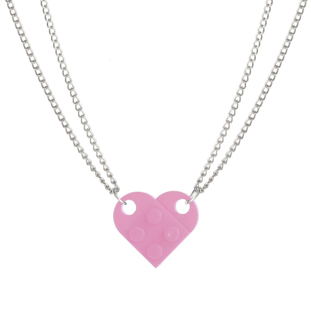 Ожерелье из строительных блоков в форме сердца: Двухслойный чокер с подвеской в виде сердца из бисерной цепочки для женщин