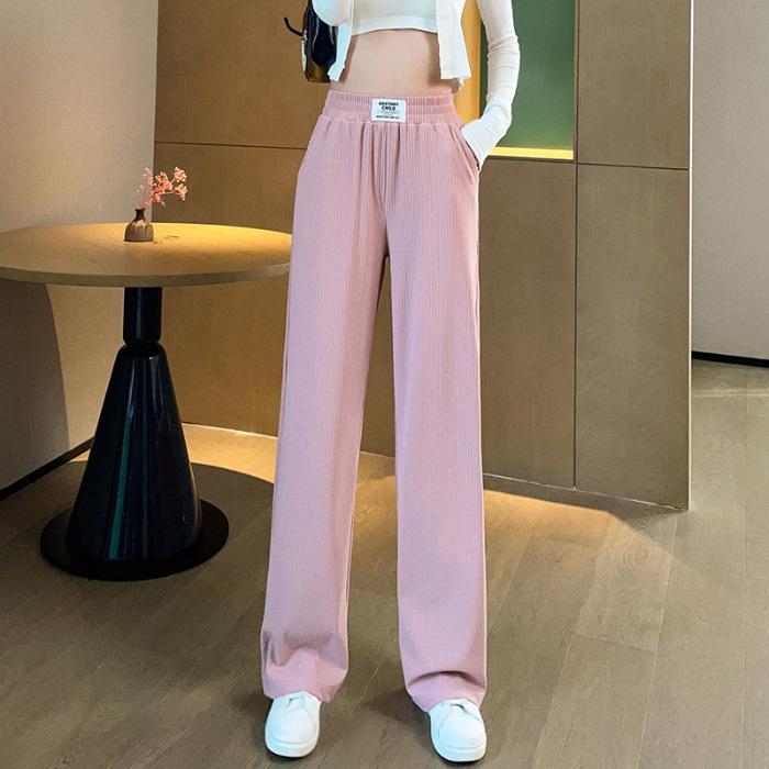 Women's Spring and Autumn New High Waist Dropping Ice Silk Pants Loose Straight Casual Pants for Women In Summer