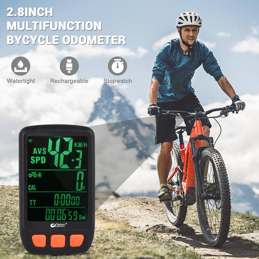 Bicycle Cycling Computer Wireless Digital Bike Speedometer Odometer with Rechargeable Battery