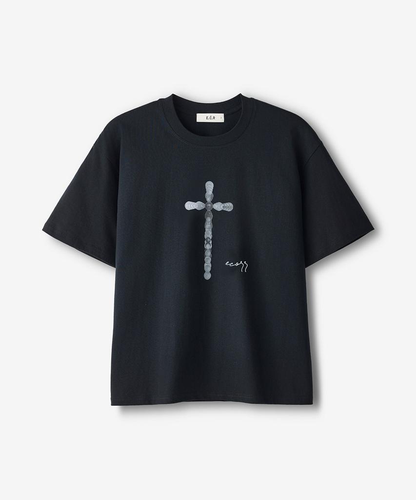 ECORR Spear Cross Artwork Crop Short Sleeve T-Shirt_Black
