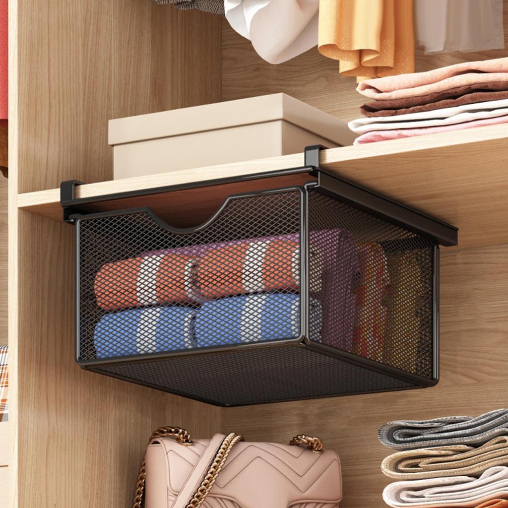Подвесной выдвижной ящик, Компактный органайзер для хранения из проволочной сетки, экономящий место, для спальни, кухни