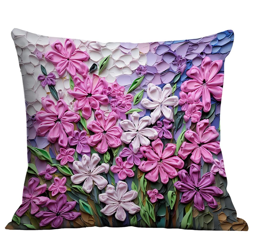 Новая наволочка с цветочным принтом, имитирующая трехмерный стиль масляной живописи, креативная цветочная, для дома, гостиной, диванной подушки