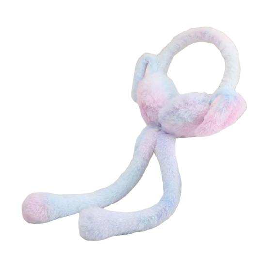 1/2Pcs Plush Rabbit Earmuffs with Moving Jumping Ears Gradient Color Soft Furry Ear Covers Headband