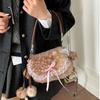 Кружевная плюшевая сумка через плечо с пятнистым оленем Y2k Меховая сумочка Креативная плюшевая сумка кроссбоди Женская