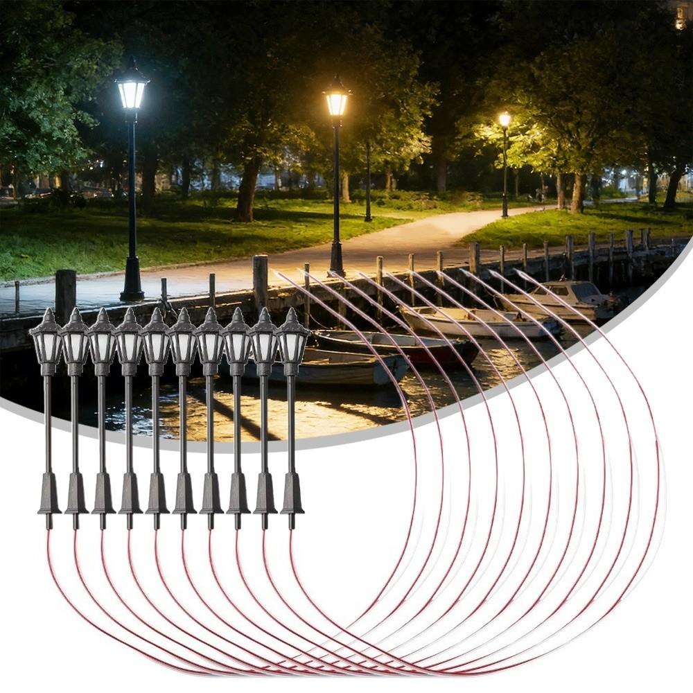 10 Pcs 6.7/11cm LED Lamppost LED Lighting Landscape Model DIY Landscape Design