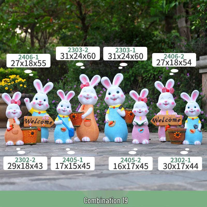 Садовая декорация 'Мультяшный кролик' для улицы - Скульптура животного в цветочном горшке для детских садов и дворов