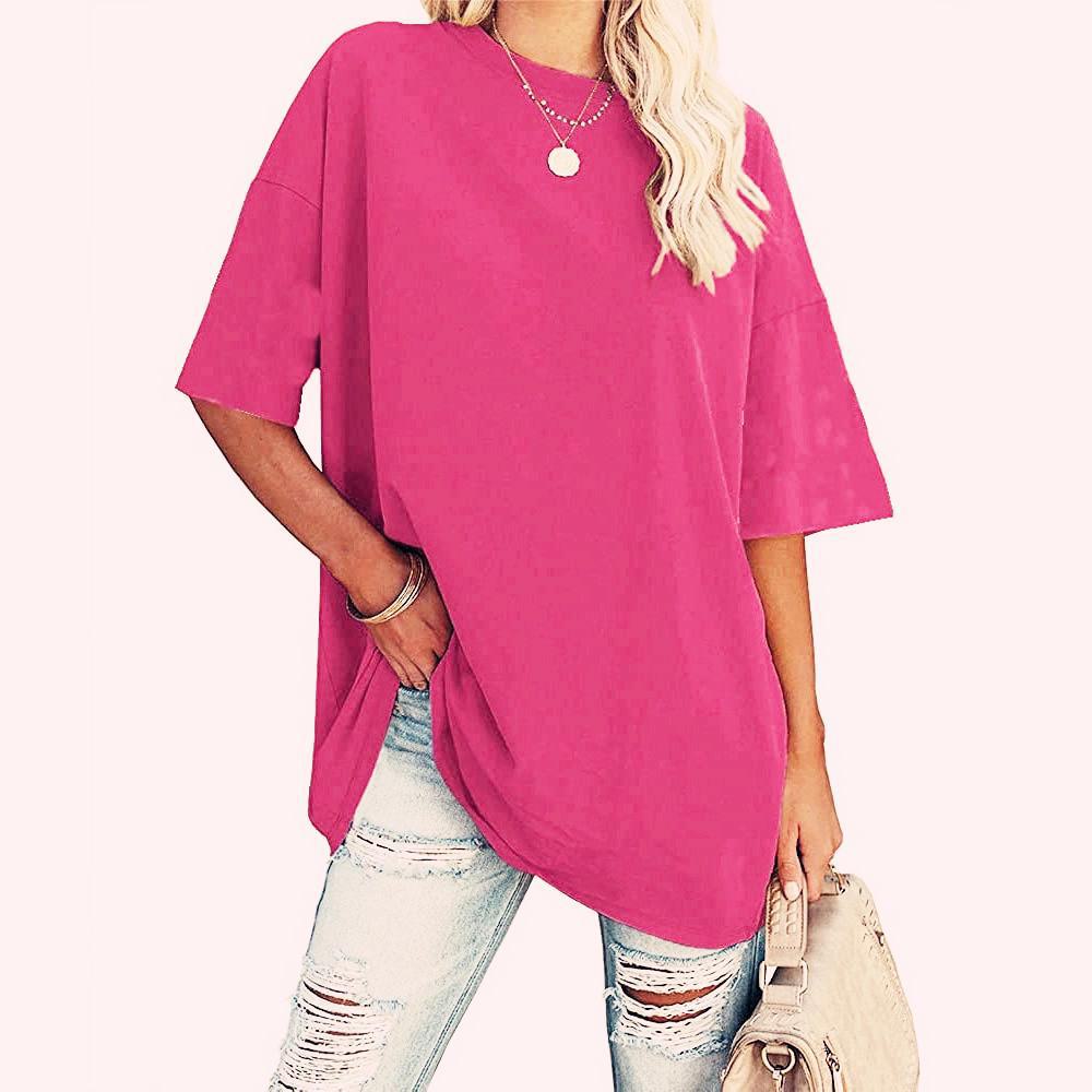 New 2024 European and American Loose Solid Color T-Shirt