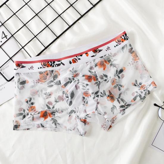 Мужские боксеры ультратонкие сетчатые с принтом средней талии быстросохнущие влагоотводящие домашние трусы больших размеров для сна