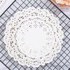 140pc Round Flower Bottom Paper Placemat Fried Food Mat Dinner Plate Oil Absorbing Paper White Lace Dessert Napkin Baking Parts