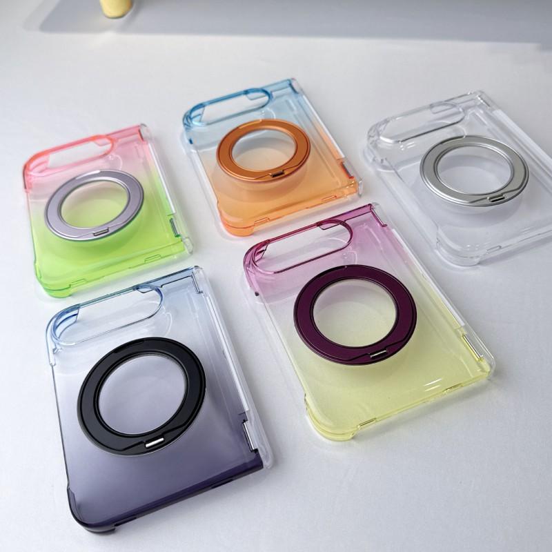 Gradient Magnetic Phone Case With Kickstand IPhone Duo Foldable Shockproof Acrylic Cover In Aurora Colors