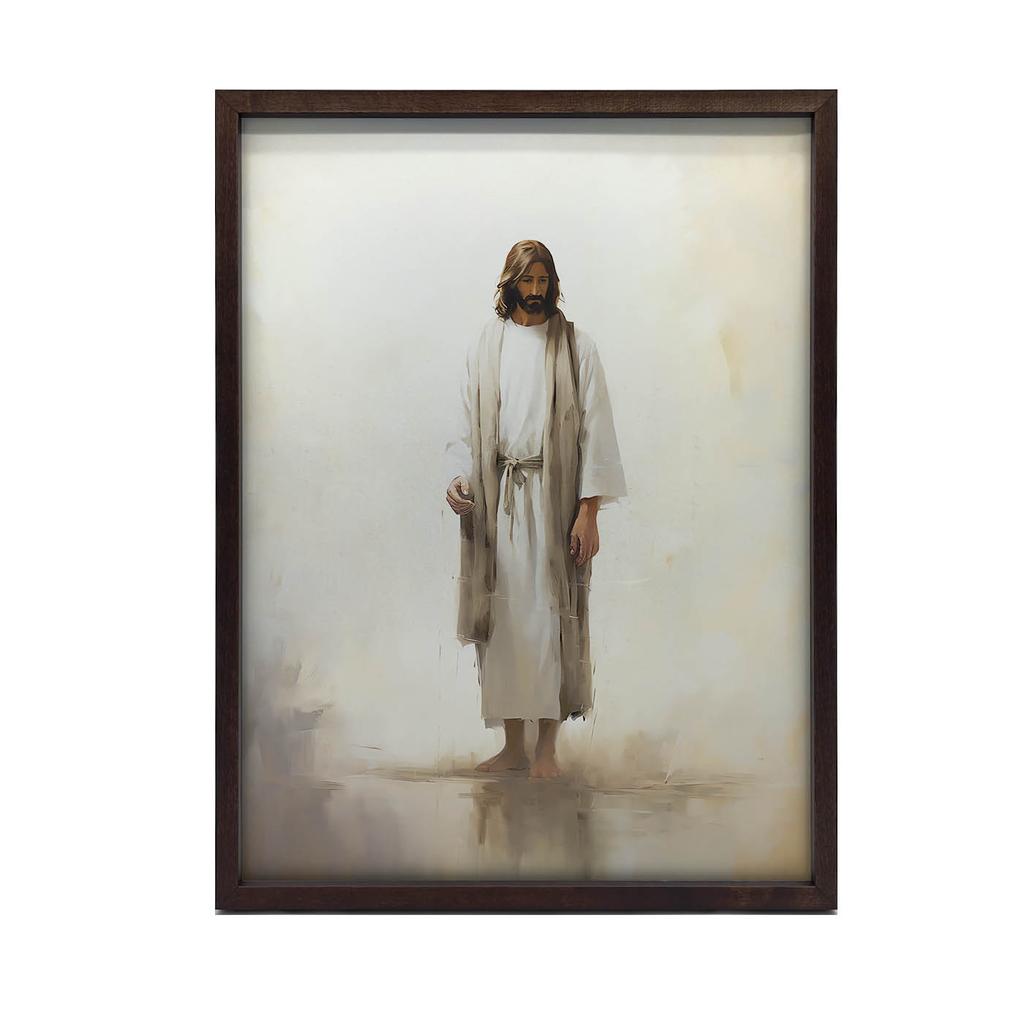 Prayer In Silence - Jesus Prayer In Silence - Jesus, 30X40 Cm, Gold Aluminum Frame, 230 Gsm Matte Paper
