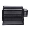 3 Tray Paper Organizer 3 Tier Letter Storage Mesh Desk A4 File Sorter with Top Box Pen Container