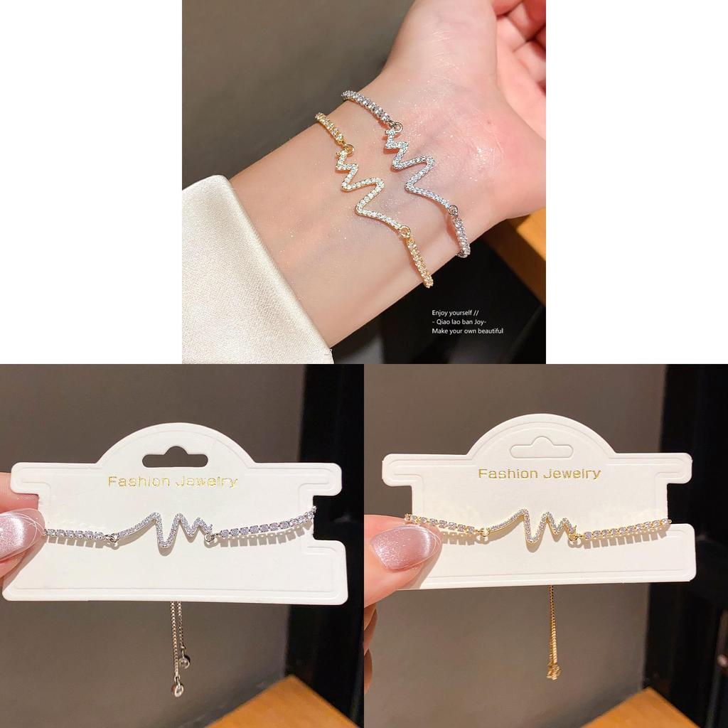 Браслет-подвеска в форме сердца из циркона со сверкающими камнями для женского модного аксессуара