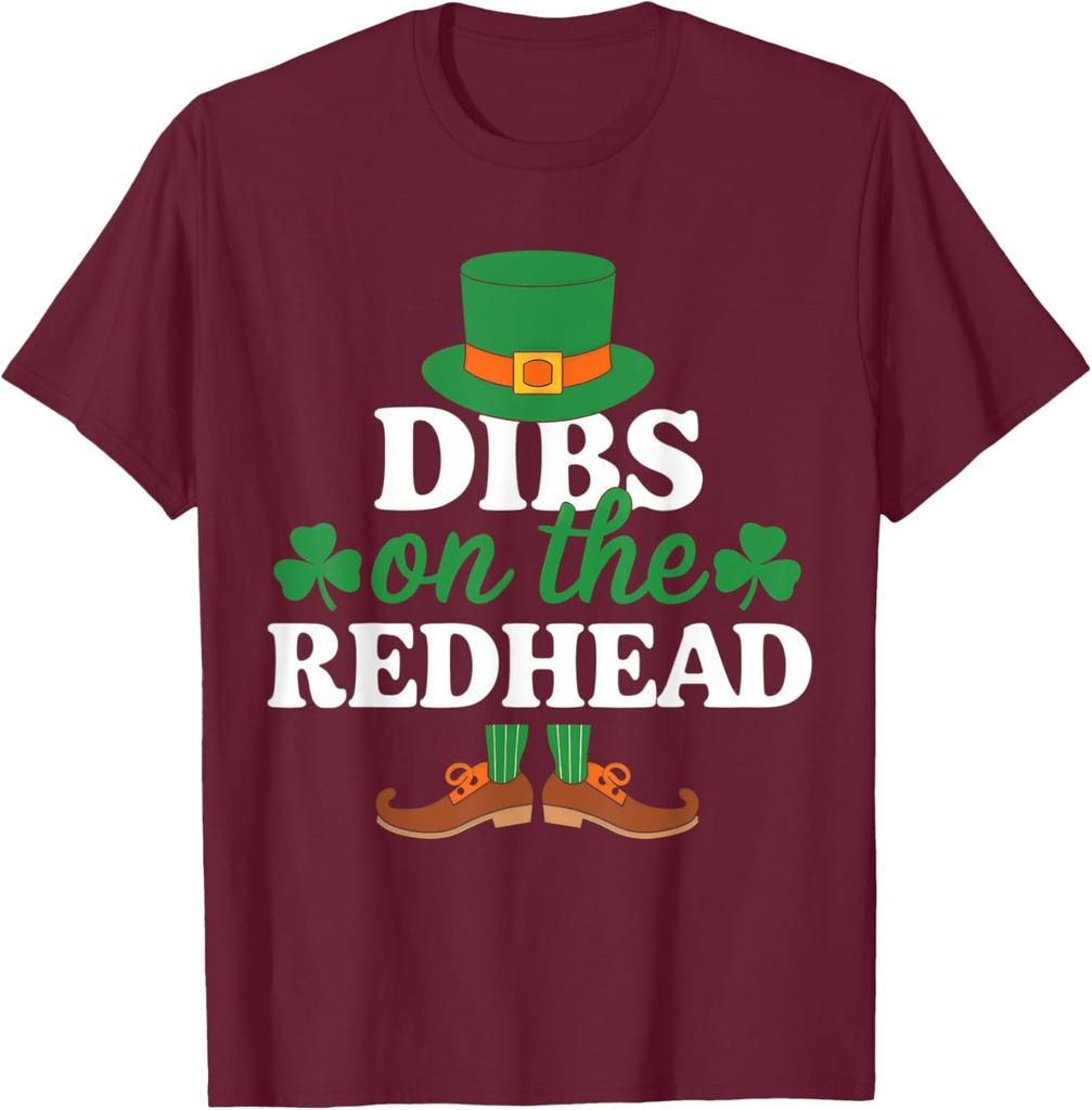 Funny St Patricks Day Shamrock Dibs On The Redhead Unisex T-Shirt
