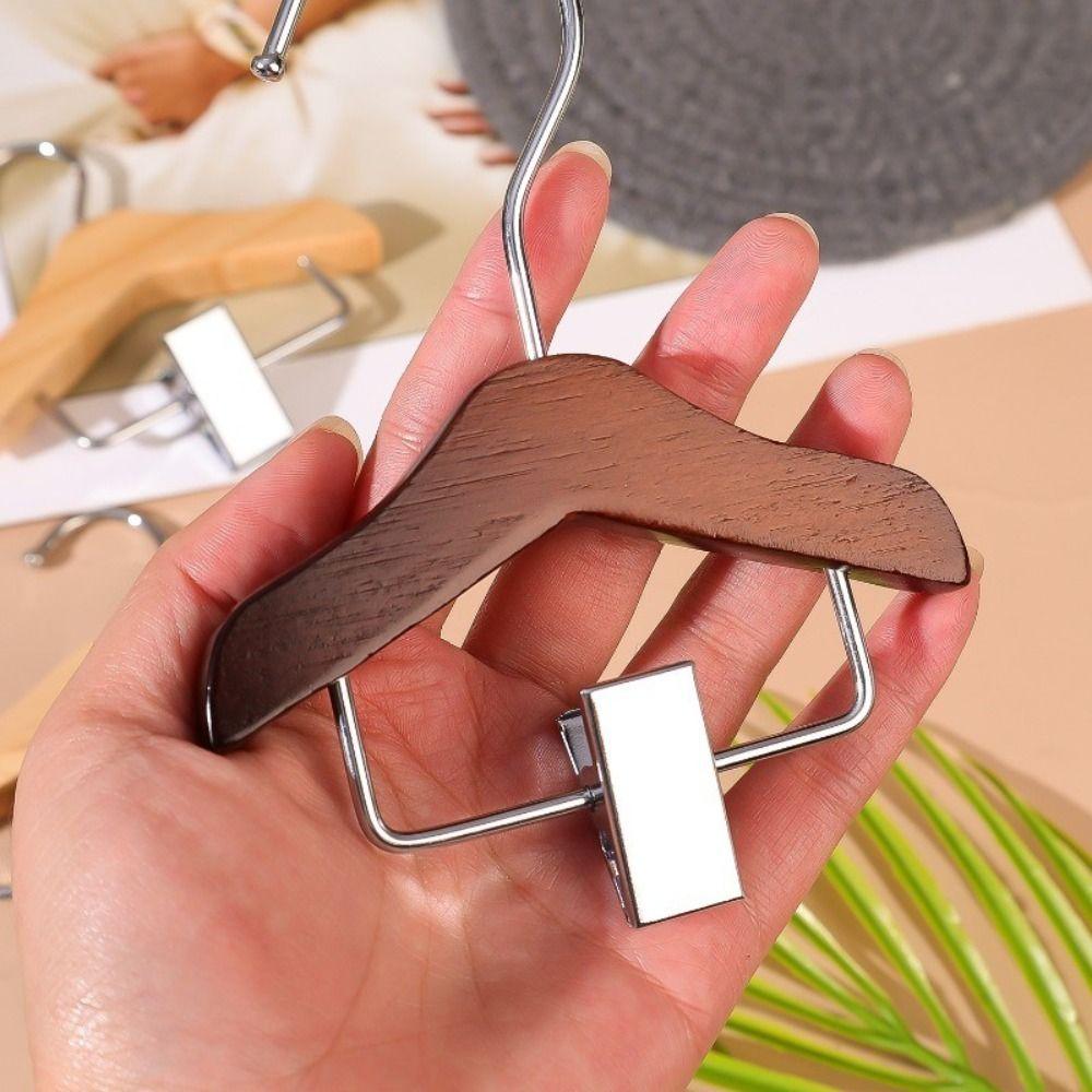 Solid Wood Kids Hanger with Clip Mini Hanger Durable Pet Clothes Hook