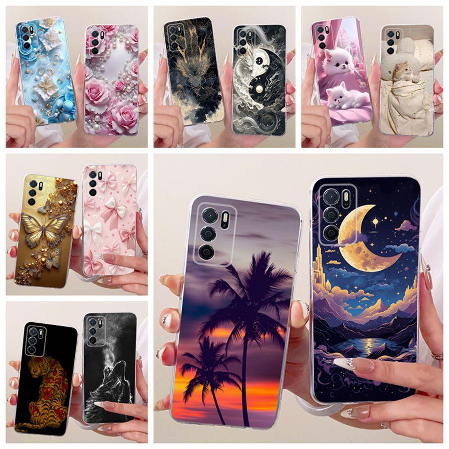 For OPPO A16 A16s Phone Case luxury flower Cool animals design Soft Silicone TPU For OPPO A54s A 54 S A 16 Back Cover