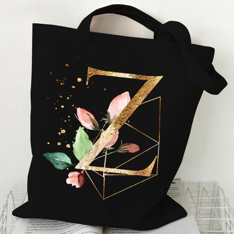 Сумка из холста с принтом, женская сумка на плечо, модная женская сумка с цветочным принтом и буквами, сумка-тоут с буквами алфавита