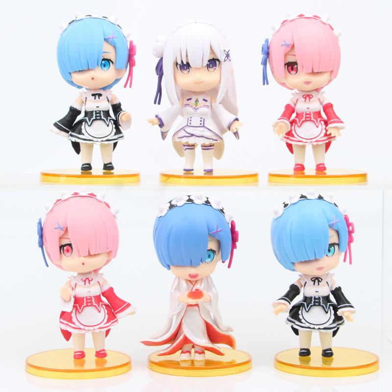 Adorable Pvc Rem Figure Set Six Cute Q Version Models From Re Zero Starting Life In Another World