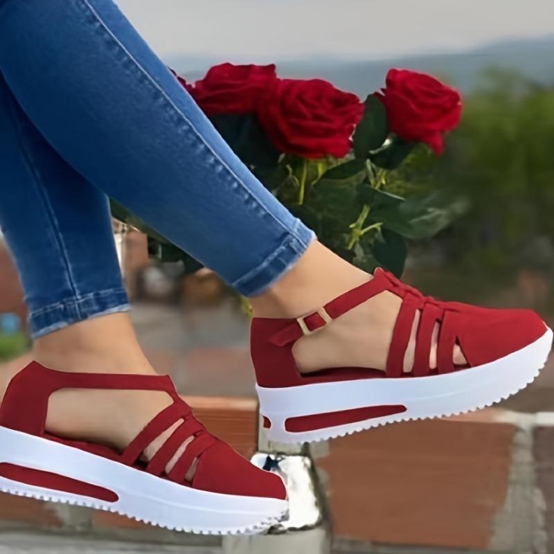 Женская обувь повседневная толстая подошва увеличивающая рост сандалии Baotou полые