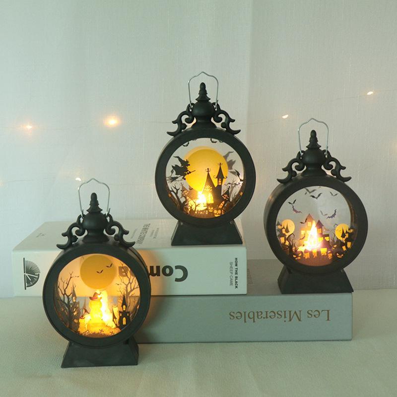 2025 Halloween LED Hanging Pumpkin Lantern Light Ghost Lamp Candle Light Retro Halloween Party Home Christmas Decoration