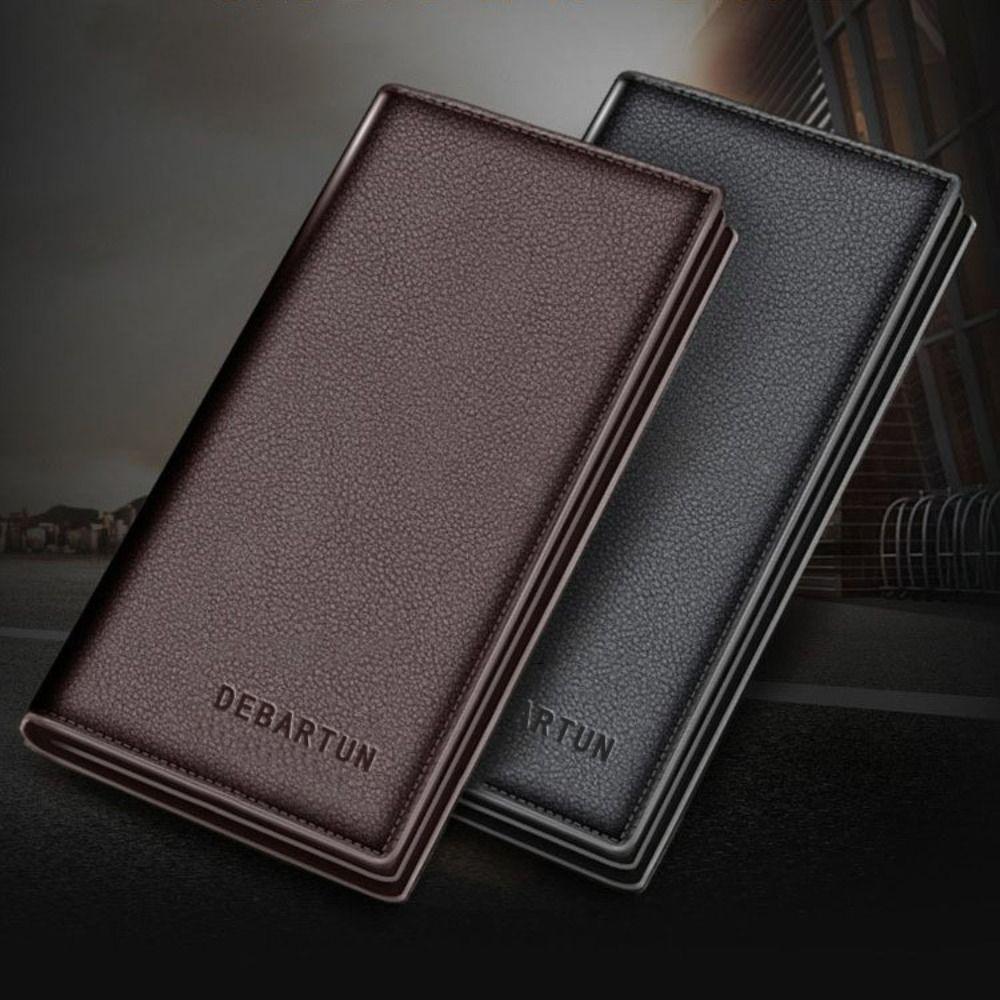 New PU Leather Long Wallet Multiple Slots Thin Card Holder Card Bag Men