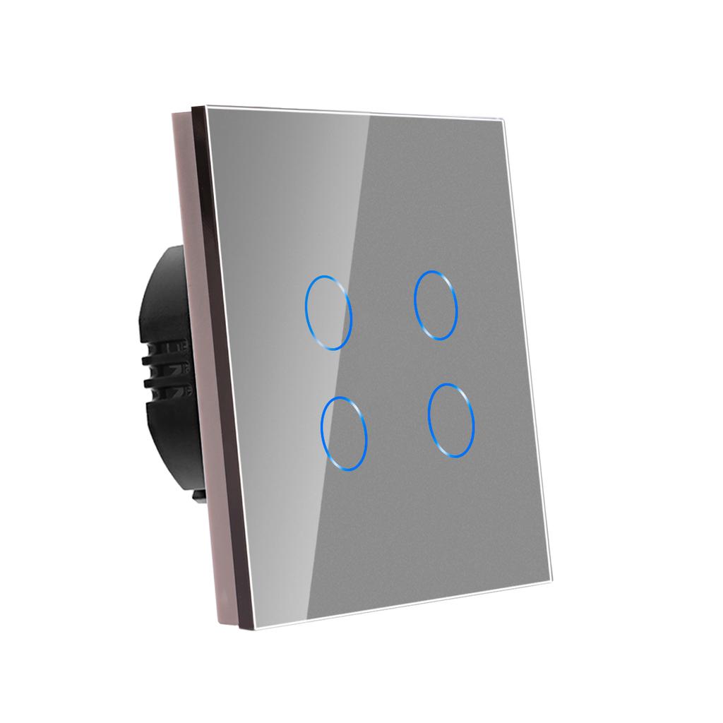 Bingoelec Wifi EU 1/2/3/4 Gang Tuya Home Switches Light Alexa Control Touch Glass Wall Electrical Smart Switch