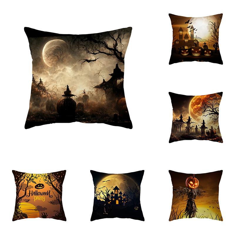 Devil Pumpkin Throw Pillow Cover Witch Halloween Theme Throw Pillow Cover Sofa Chair Bed Cushion Cover Home Decor