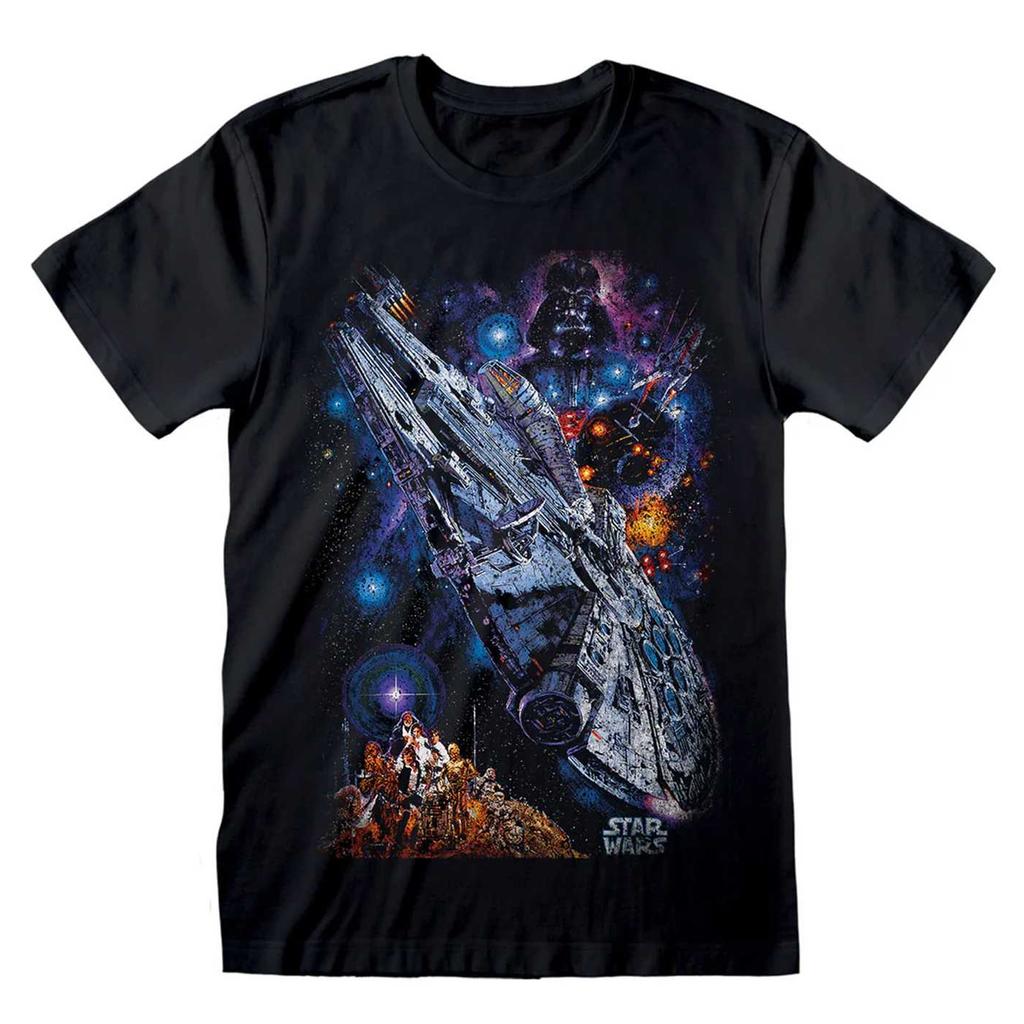 STAR WARS Unisex Adult Galaxy Ship Poster T-Shirt