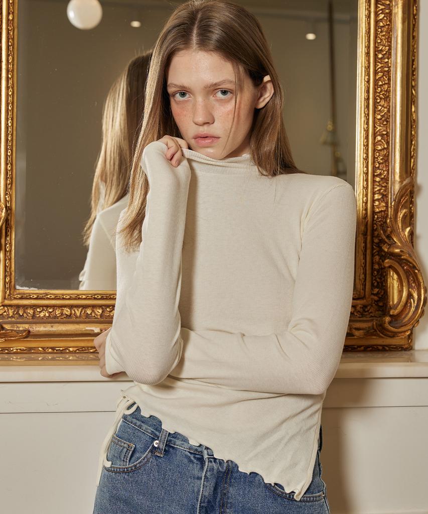 ITOV SEOUL Shirred Turtleneck Angora T-Shirt