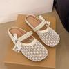 Жемчужные туфли-балетки с бантом для женщин на лето 2025 года, новые, удобные, мягкие, на плоской подошве, ленивые, сетчатые, с прохладной стелькой