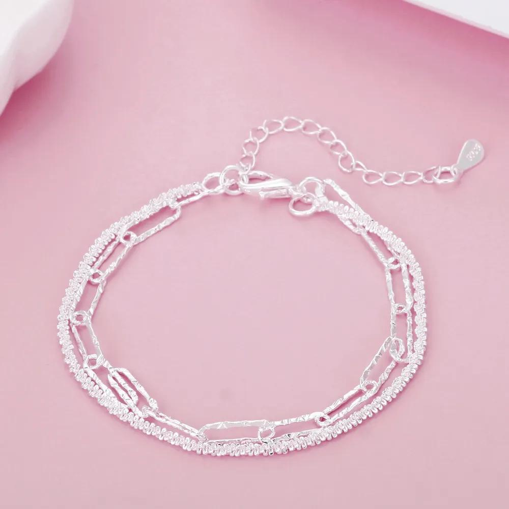 Fine Noble Sterling Solid Chain Bracelet For Women Men Charm Party Gift Wedding Party Fashion Jewelry