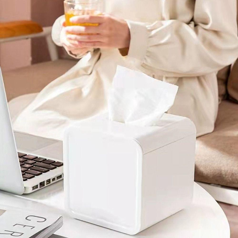 Plastic Square Napkin Box Simple Desktop Tissue Box Modern Roll Paper Holder Bathroom