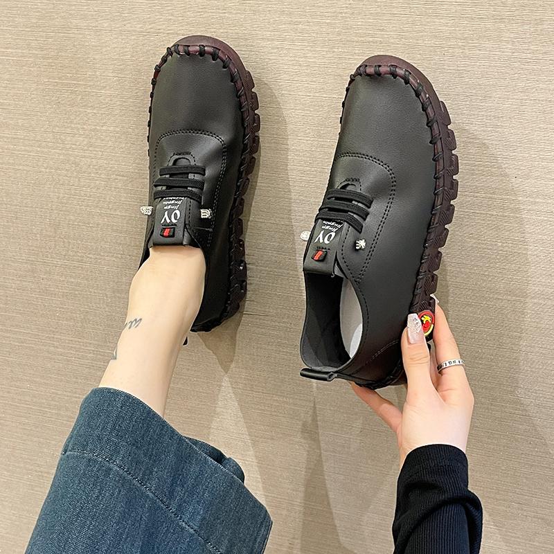 New Spring 2024 Sneakers Women Shoes Loafers Lace Up Leather Flat Casual Comfortable Mom Shoe Mujer Zapatos Chaussure Femme