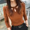 Autumn Winter Women's O-neck Stretch Sexy Pullover Spring Lady Hollow Solid Color Sweater Slim Bottoming Shirt Slim Fit Base Sweater