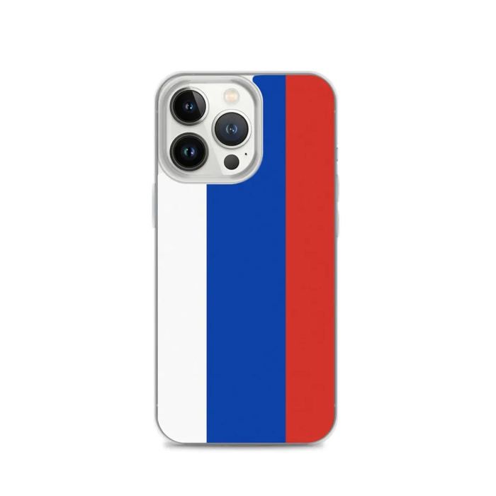 Coque iPhone - iPhone 13 Pro - Drapeau Russie - Souple - Multicolore - Verticale